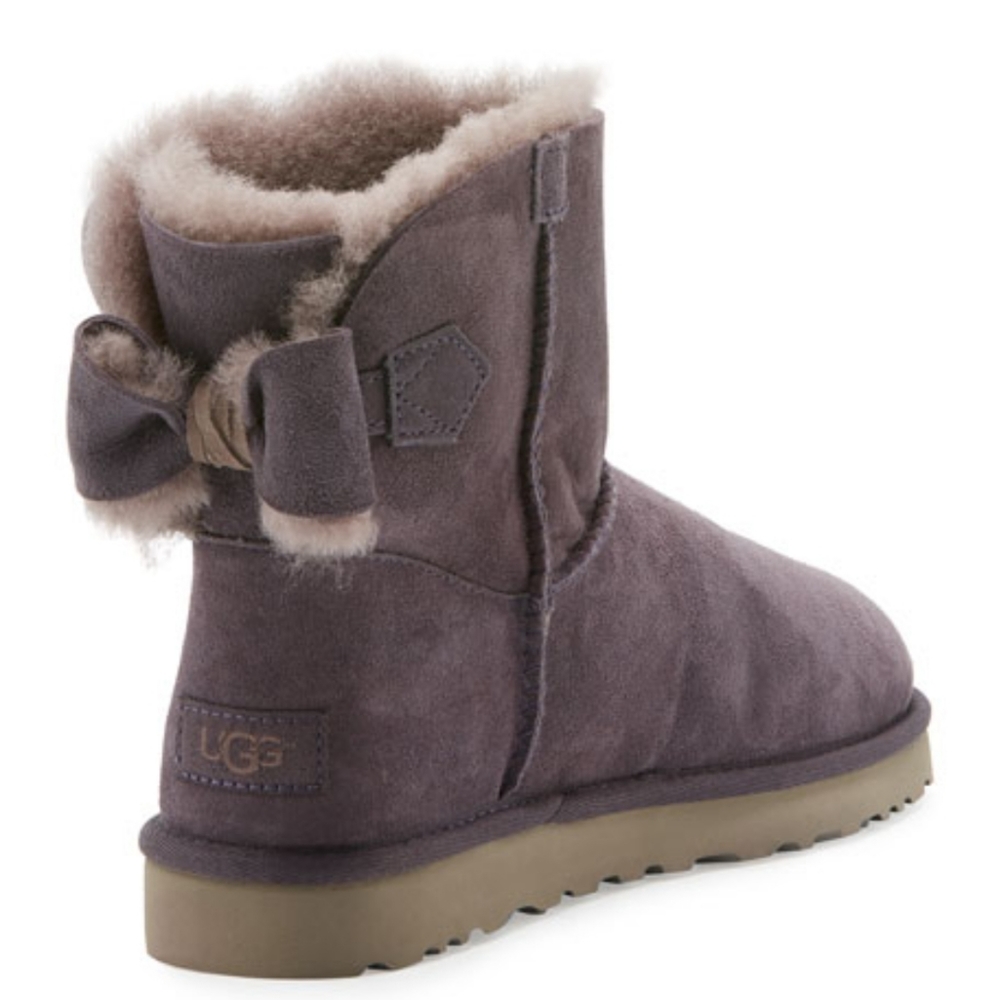 UGG Naveah suede leather shearling lined bow boots women's sz 8 - Picture 1 of 14